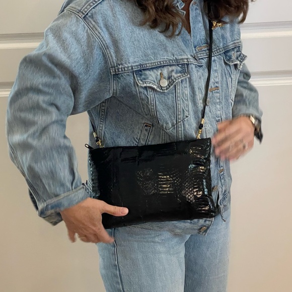 Vintage Black Snakeskin Clutch by Jasmin - Picture 2 of 8